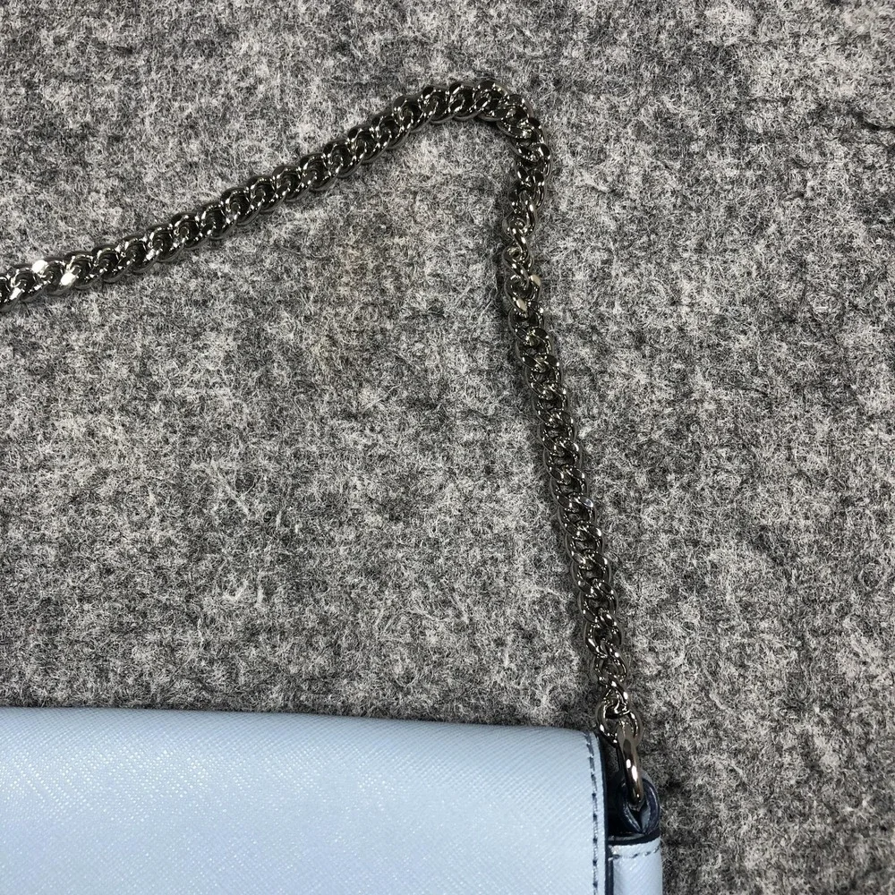 Kate Spade Crossbody Bag Womens Small Light Blue Leather Chain Strap Purse